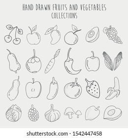 Hand Drawn Fruits Elements Design Vector