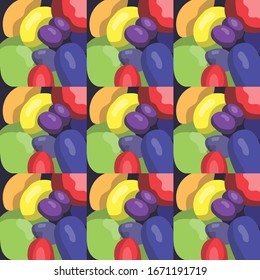 Hand drawn fruits seamless pattern. Vector food