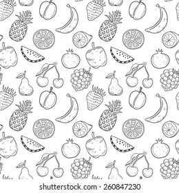 Hand drawn fruits seamless pattern