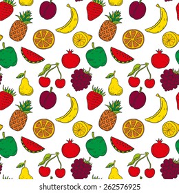 Hand drawn fruits seamless pattern