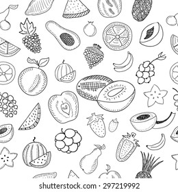 Hand drawn fruits seamless pattern