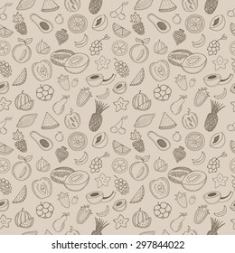 Hand drawn fruits seamless pattern
