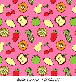 Hand drawn fruits seamless pattern