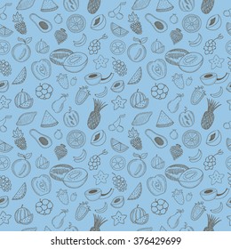Hand drawn fruits seamless pattern
