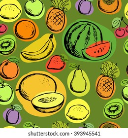 Hand drawn fruits seamless pattern