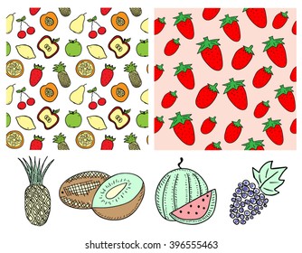 Hand Drawn Fruits seamless pattern