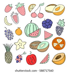 Hand Drawn Fruits seamless pattern