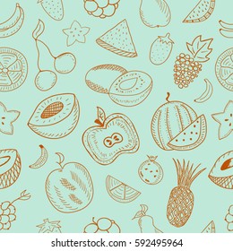 Hand Drawn Fruits seamless pattern