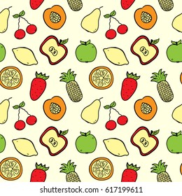 Hand Drawn Fruits seamless pattern