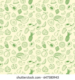 Hand Drawn Fruits seamless pattern