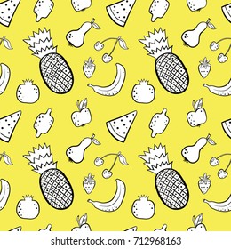 Hand drawn fruits seamless pattern