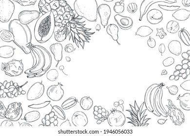 Handgezeichnete Früchte. Vektorhintergrund. Sketch-Illustration.