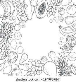 Hand drawn  fruits. Vector background. Sketch  illustration.