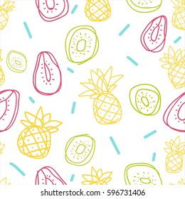 Hand Drawn Fruits Vector Seamless Pattern 
