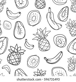 Hand Drawn Fruits Vector Seamless Pattern 