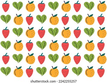 Hand drawn fruits and vegetables seamless pattern background. Abstract doodle organic food pattern background.