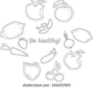 hand drawn of fruits and vegetables suitable for your work about proper nutrition with white background