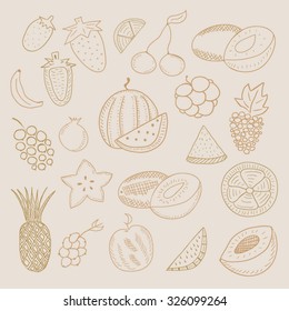 Hand drawn fruits vintage