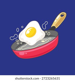 hand drawn frying egg in a pan vector illustration