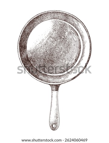 Hand drawn frying pan vector illustration