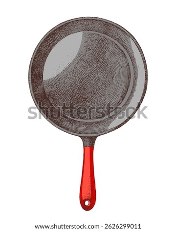Hand drawn frying pan vector illustration