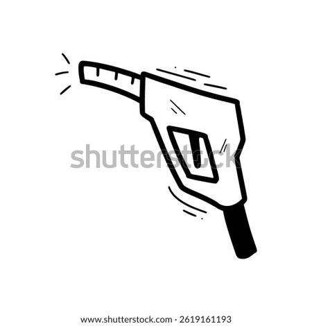 Hand Drawn Fuel Pump Nozzle Illustration. Doodle Vector. Isolated on White Background - EPS 10 Vector