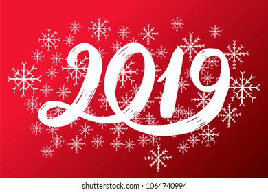 Hand drawn fugures 2019, symbol of new year. For designing card, poster, banner, logo, printed materials. New year number 2019