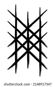 Hand drawn full editable norse symbol of web of wyrd also known as the nore matrix of fate.