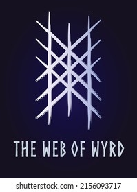 Hand drawn full editable norse symbol of web of wyrd also known as the nore matrix of fate.