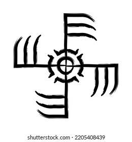 Hand Drawn Full Editable Norse Symbol Of Ginfaxi With Meaning As Courage To Combat. 