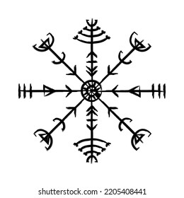 Hand drawn full editable norse symbol of Veldismagn with meanings as symbol of good health, to give power and strength, fortune and protection. 