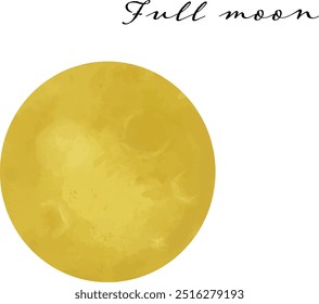 Hand drawn full moon illustration with watercolor touch