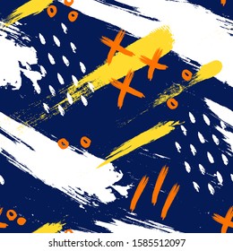 Hand drawn fun background - colorful seamless pattern, great for trendy textiles, banners, wrapping - vector design