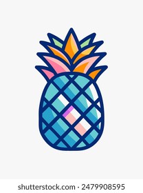 Hand Drawn Fun Cartoon Style Pineapple, vector design 