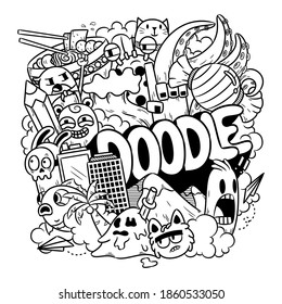 Dibujo manual divertido con ilustración vectorial de caracteres