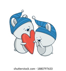 hand drawn funny bears in love illustration, design, cards, posters, emojis