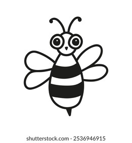 Hand drawn funny bee character. Nature insects doodle illustration