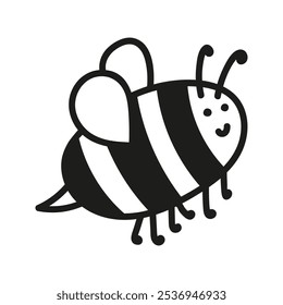 Hand drawn funny bee character. Nature insects doodle illustration