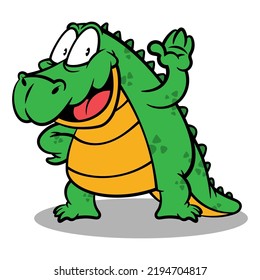 Hand drawn of Funny Big Alligator greetings, best for sticker, logo, and mascot with zoo themes for kids