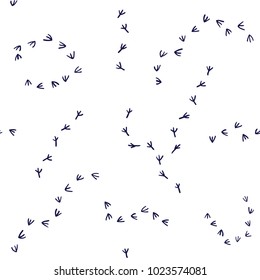 Hand Drawn Funny Bird Tracks Seamless Vector Pattern From Spring Birds Collection 