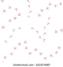 Hand drawn funny bird tracks seamless vector pattern from spring birds collection