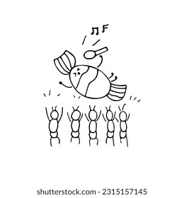 Hand drawn funny candy and ants crowd surfing vector Cartoon Mascot Character Vector illustration color children cartoon by wordspotrayal