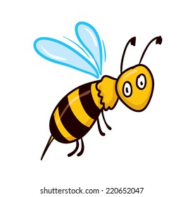 Hand drawn funny cartoon vector bee