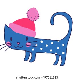 Hand drawn funny cat