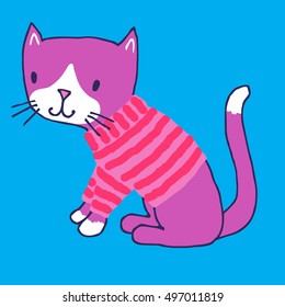 Hand drawn funny cat