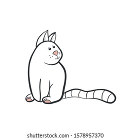 Hand drawn funny cat illustration