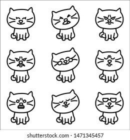 Hand drawn funny cats. Vector illustration.
