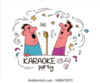 Hand drawn funny characters singers. Great element for music festival or t-shirt. Hand drawn vector concept.