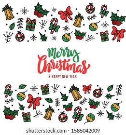 hand drawn funny christmas background design template