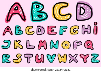 A hand drawn funny colorful alphabet. Good for any project.